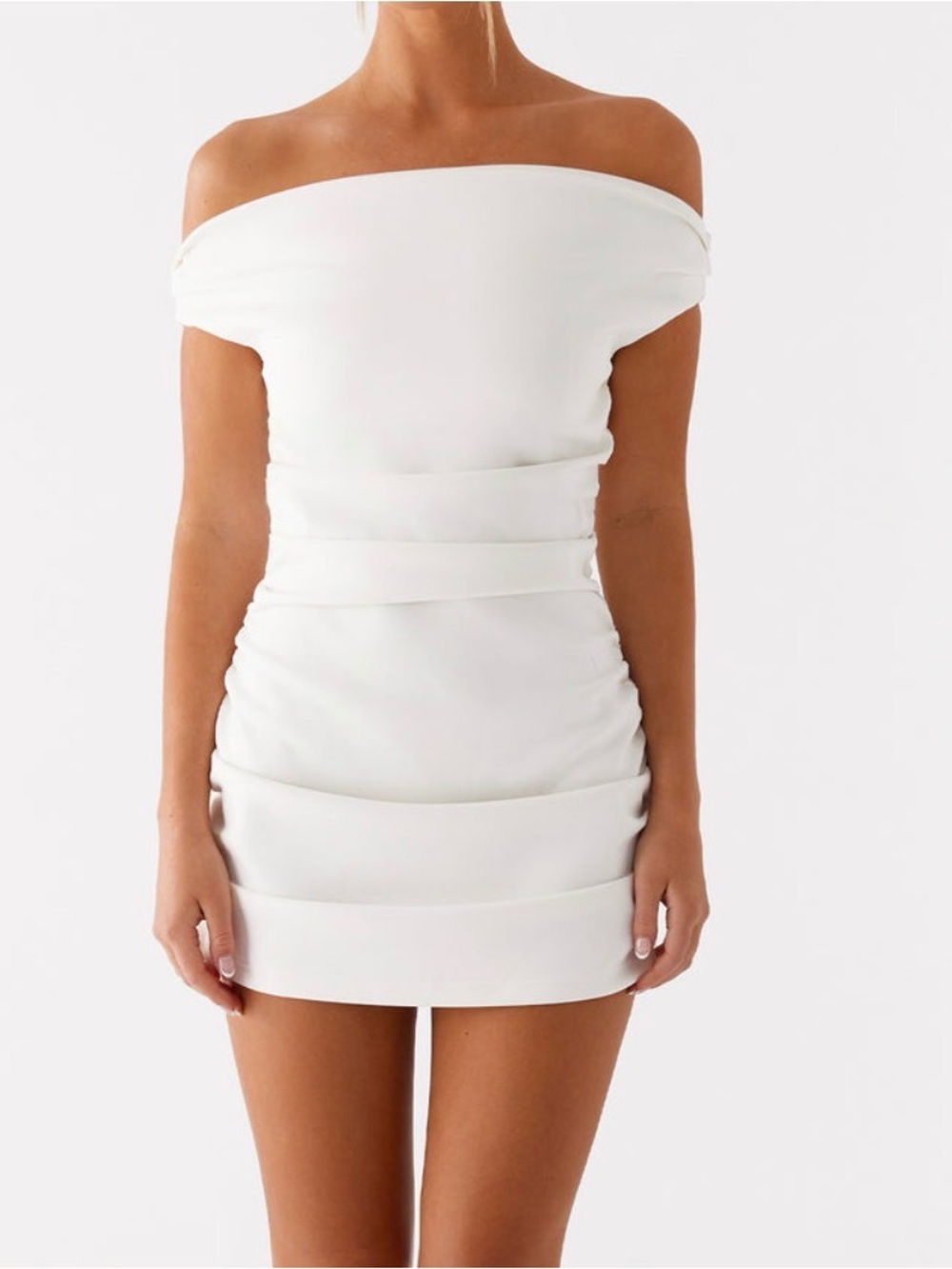 Peppermayo Morgan Off Shoulder Mini Dress - White